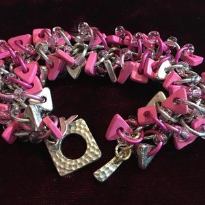 FIRM.  FINE JEWELRY!  Stunning "Celebration of Life" Pink & Silver Bracelet